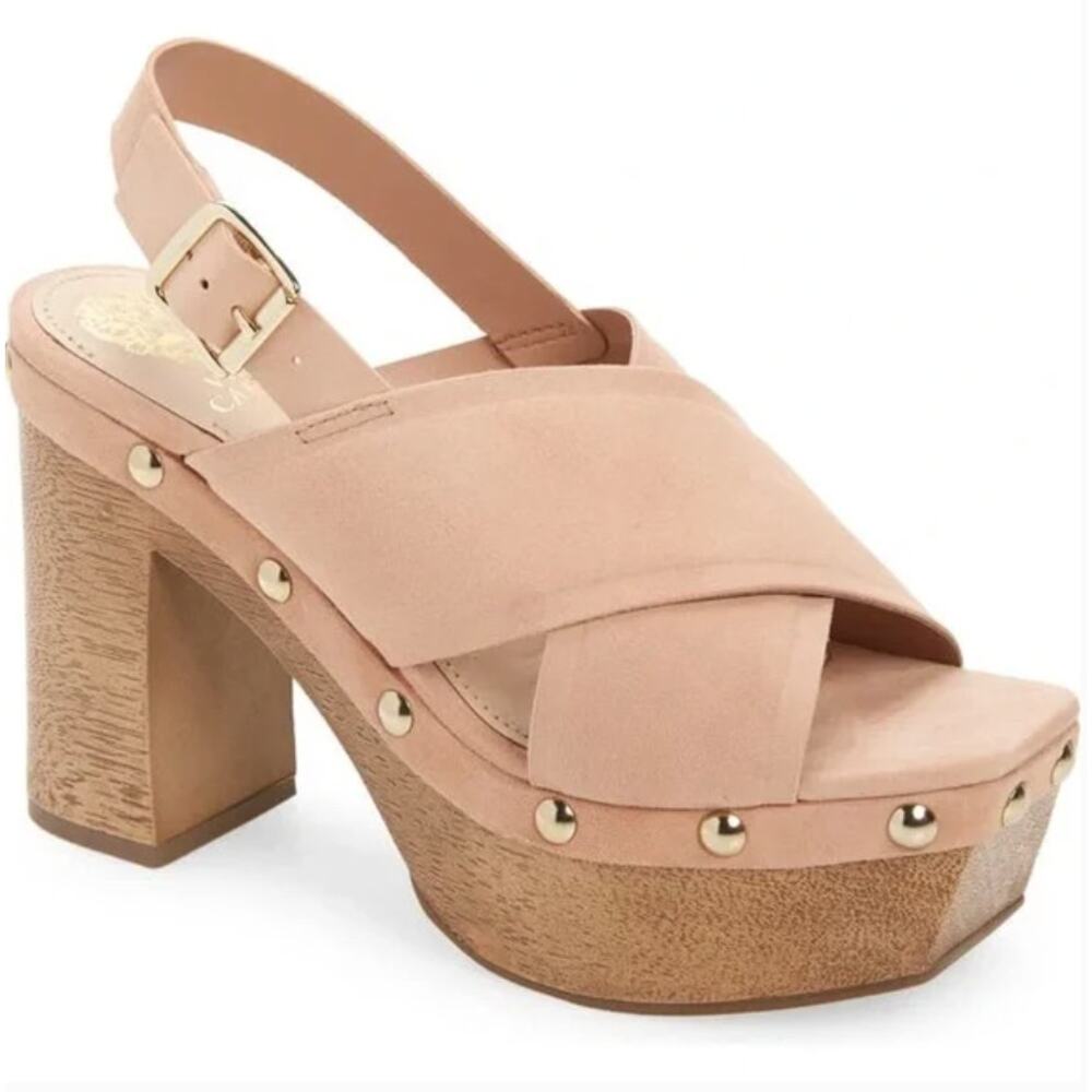 Vince Camuto Jenevya Suede Faux Wood Platform Sandal 9